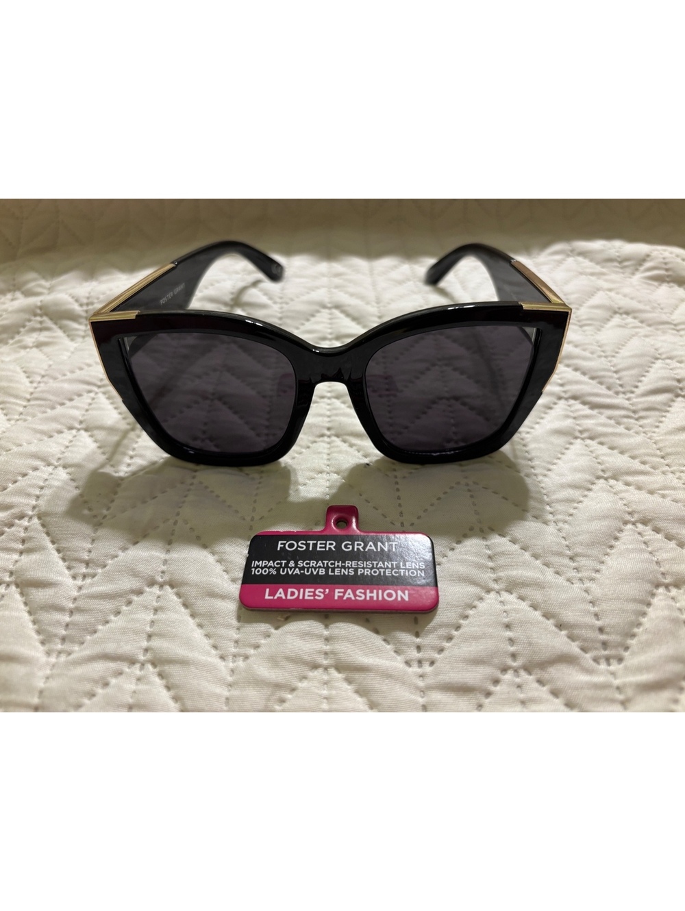 Foster Grant Ladies' Fashion Black and Gold Sunglasses
